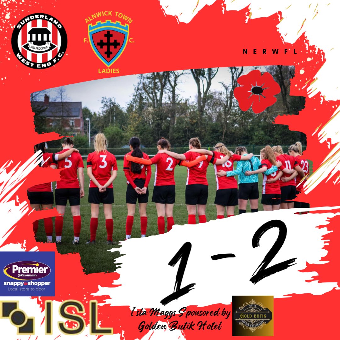 Sunderland West End Ladies FC (@westend_ladies) on Twitter photo Defeat at home today for the ladies.
We go again next week in the County Cup.
Goal scored today by <a href="/IslaMaggs/">Isla Maggs</a> sponsored by Gold Butik- Hotel, Fun Pub & Restaurant
SPONSORS
Match Kit <a href="/ISL_Scaffolding/">ISL Scaffolding</a>
Training Kit Premier - Rawmarsh Defeat at home today for the ladies.
We go again next week in the County Cup.
Goal scored today by <a href="/IslaMaggs/">Isla Maggs</a> sponsored by Gold Butik- Hotel, Fun Pub & Restaurant
SPONSORS
Match Kit <a href="/ISL_Scaffolding/">ISL Scaffolding</a>
Training Kit Premier - Rawmarsh