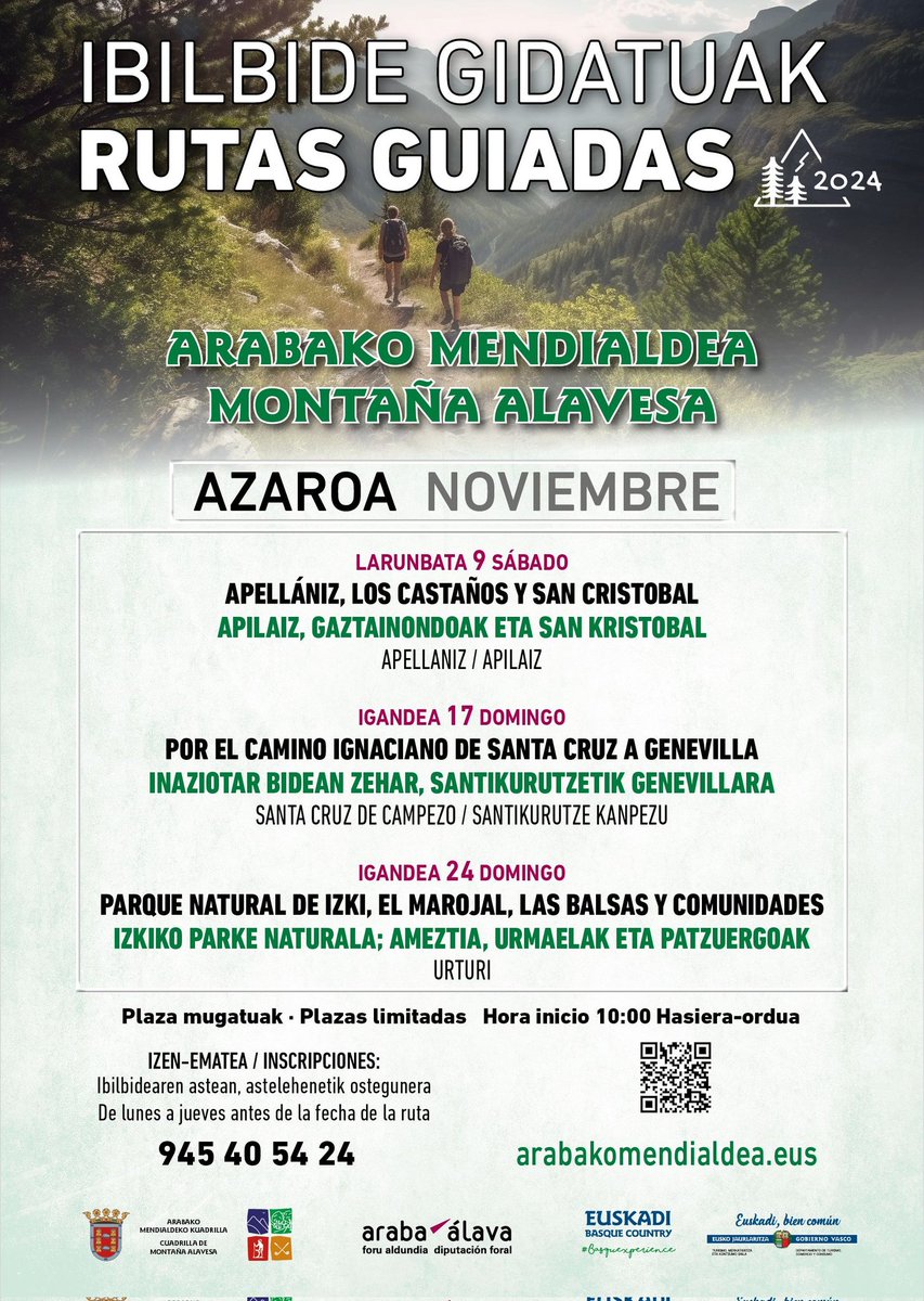 natourinG's tweet photo. Domingo 17 de noviembre, ruta guiada:
Por el #CaminoIgnaciano de Santa Cruz de Campezo a Genevilla
Inscripciones: 945 40 54 24
#MontañaAlavesa #ArabakoMendialdea
#Natouring https://t.co/JmGyj5v9c2