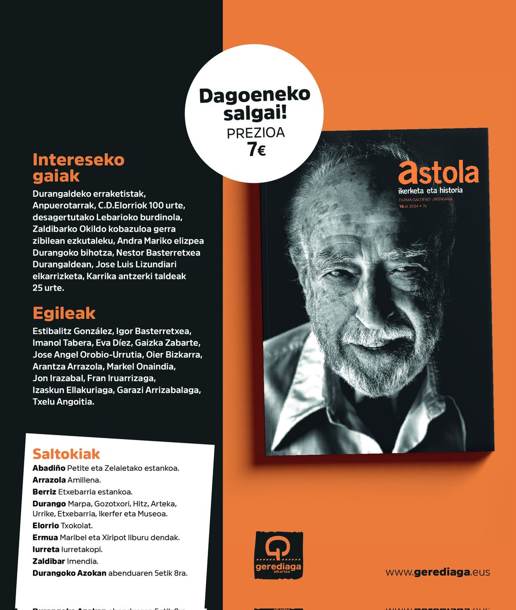 Gerediaga's tweet photo. ➡️Dagoeneko kalean
9️⃣Ikerketa lan berri
📸 Nestor Basterretxea azalean 
♥️ Jon Irazabal Agirre gogoan
#ondarea #historia #ikerketa #Durangaldea #izanetaeragin https://t.co/ygS7yP80XX