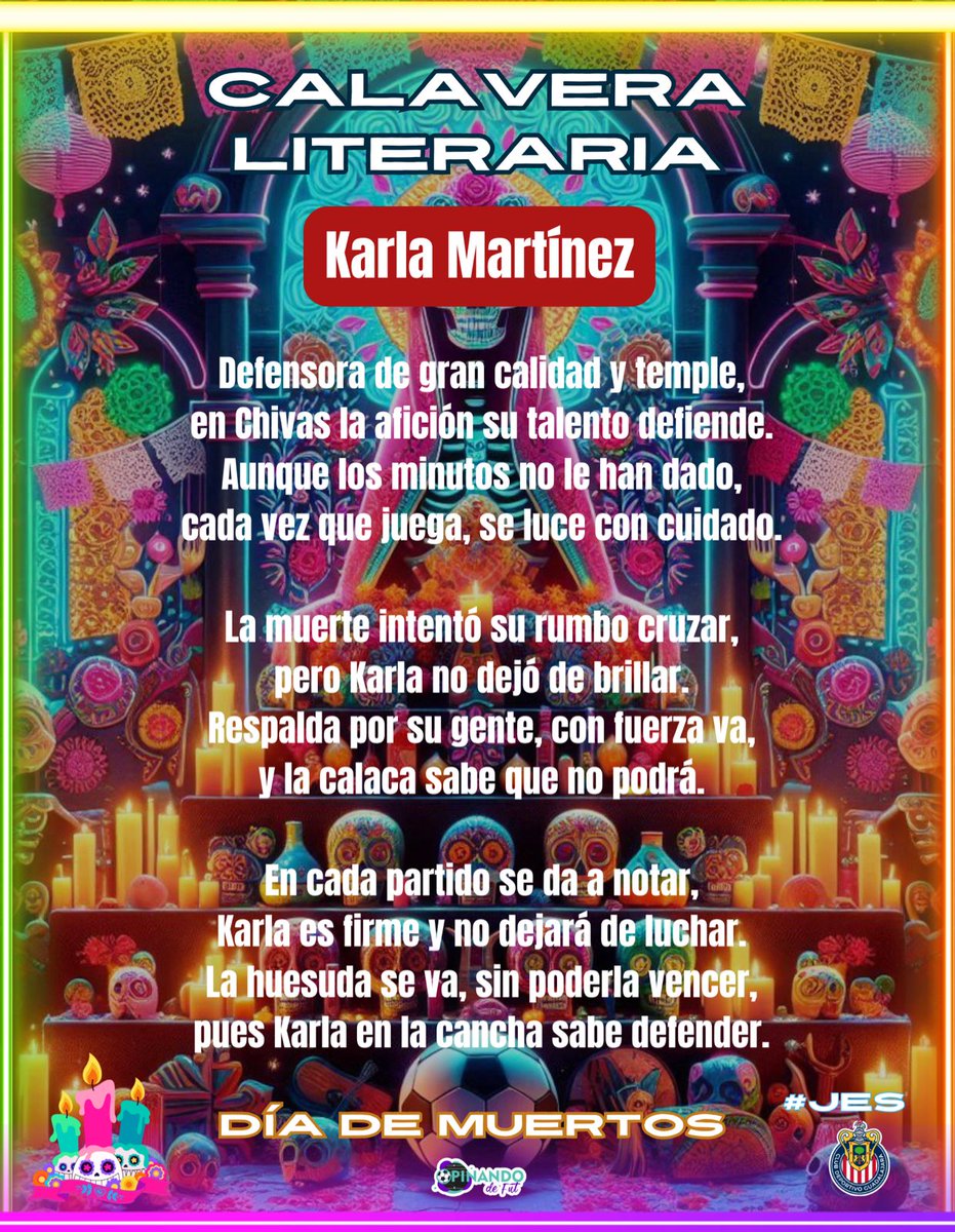 colaboradorasop's tweet photo. #CalaveritasLiterarias #OpinandoDeFut #JES #DiaDeMuertos #TradicionesMexicanas

@karlamd14 @ChivasFemenil https://t.co/i9l2M0Ll5m