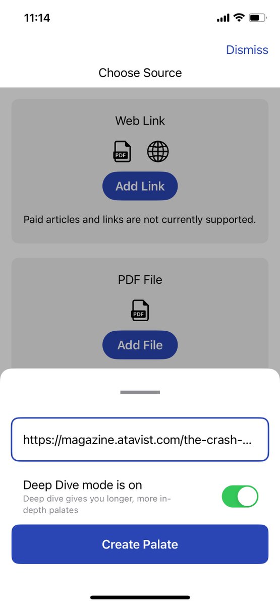 palate is a great way to turn your long read into a quick (<5mins) listen. but now you can get more in depth podcasts from palate!

meet <a href="/usepalate/">palate</a>'s new deep dive feature. toggle it on when creating a palate to get longer, more in depth audio! available in the app store today.