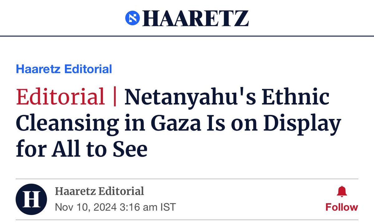 Again, Israeli media is more honest about the actions of the Israeli government than US media. How many Western outlets have you seen actually call it what it is: ETHNIC CLEANSING.