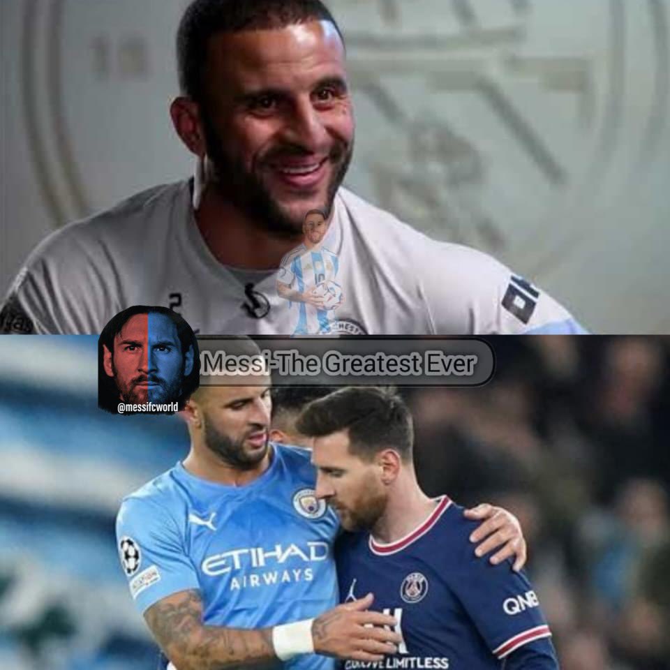 MessiFCWorld's tweet photo. Kyle Walker 🗣️: " When we played against Paris, Guardiola told me, "If Messi doesn't score today, you'll get an award." I told him, "No problem, he won't score." He said, "Many have said that before you and they didn't get an award." We entered the match, When he scored and the match ended, we were in training, and I said to Guardiola, 

"What is this award that you are hiding from us?" He said to me, "It's Messi's 2012 shirt, signed by him. he gave it to me in my last game With barcelona , and I told him, "If I play against you and  assign a defender to Mark you and you do not score, he will get it, but I think it will stay with me forever. Go back to training now." Guardiola loves Messi very much and always remembers him as a motivator for us, for him he is the best player in history "🔥🐐🏆