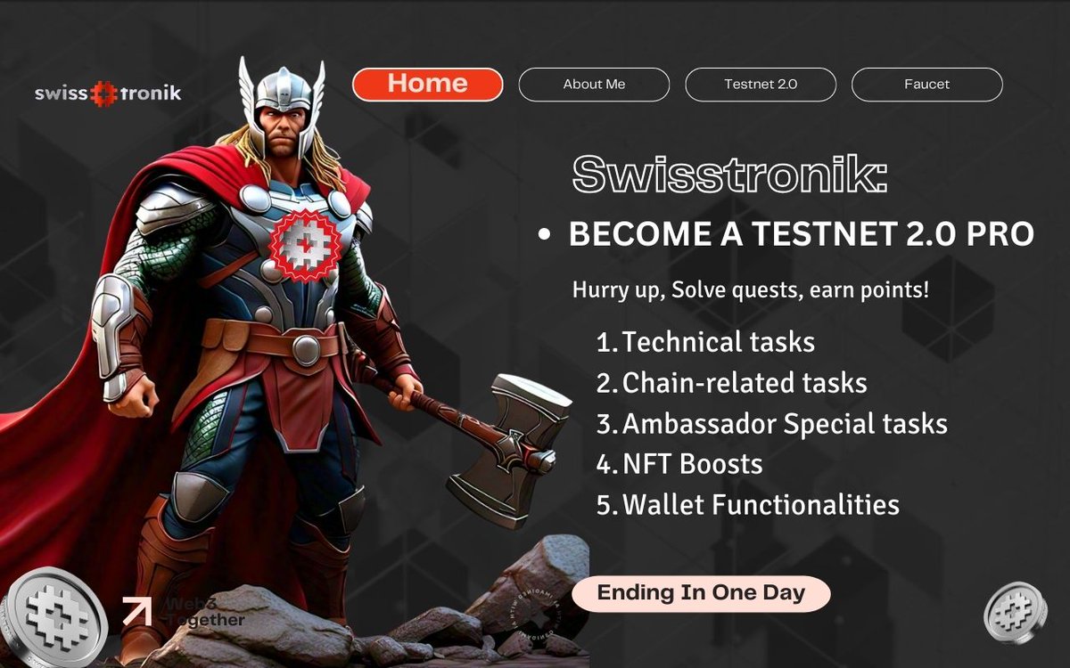 Lord Mendez ๐จ๐ญ (@lordmendez8) on Twitter photo ๐จ๐ญ <a href="/swisstronik/">Swisstronik ๐จ๐ญ</a> Testnet 2.0 closes in 1 day, on Nov 11! Become a testnet pro now and maximize rewards.
Time's running out, act fast!
1๏ธโฃ Solve quests, earn points
2๏ธโฃ Boost progress with video guide
Stay tuned for final instructions and reward details!
#SWTR #LAYER1 #Web3 ๐จ๐ญ <a href="/swisstronik/">Swisstronik ๐จ๐ญ</a> Testnet 2.0 closes in 1 day, on Nov 11! Become a testnet pro now and maximize rewards.
Time's running out, act fast!
1๏ธโฃ Solve quests, earn points
2๏ธโฃ Boost progress with video guide
Stay tuned for final instructions and reward details!
#SWTR #LAYER1 #Web3