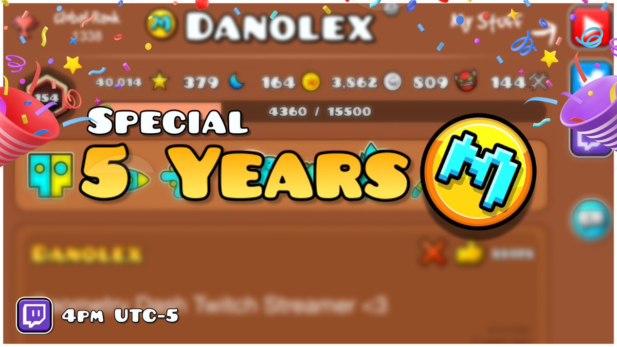 ¡Hola! Hoy cumplo 5 años como moderador de Geometry Dash y quiero agradecer a toda la comunidad por esta oportunidad y la confianza que me han brindado durante todo este tiempo. Espero poder seguir sirviendo como moderador por mucho más tiempo.