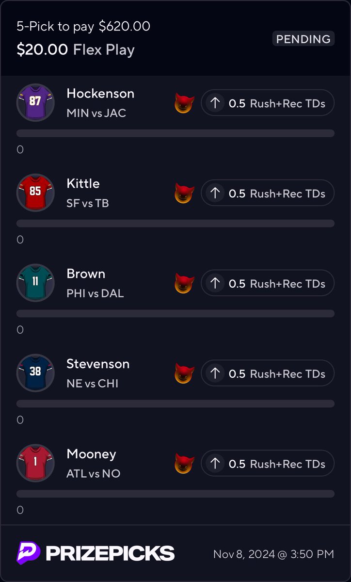 StockadileHuntr's tweet image. Week 10 NFL TD parlay #easyclaps 

🔒
Hockenson
Kittle 
Brown
Stevenson
Mooney