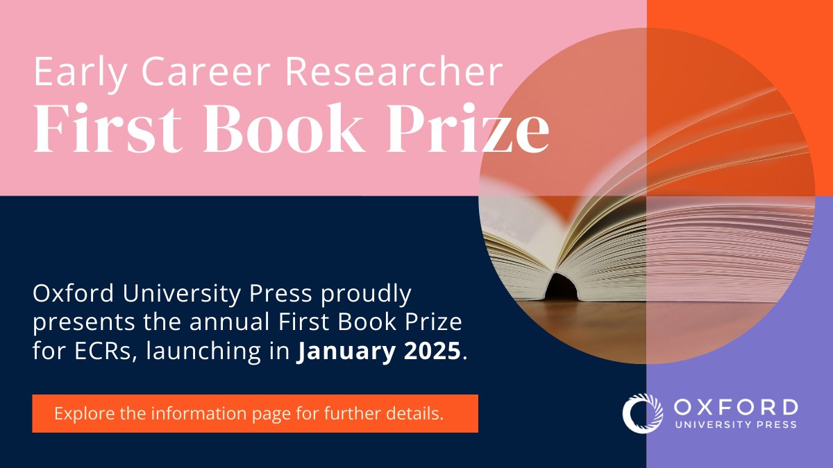 Great opportunity for #EarlyCareerResearchers: OUP’s First Book Prize opens in Jan 2025. Publish your work fully #OpenAccess with a full OA fee waiver &amp; hardback edition.

Don’t miss out! oxford.ly/4end5wH