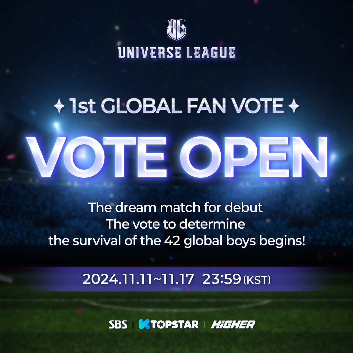 unvs_league's tweet image. 데뷔를 향한 드림매치에 뛰어든
42명의 글로벌 소년들!🏁

소년들의 생존을 결정할
“첫 번째 글로벌 팬 투표”에 참여해 주세요!
투표할 준비 R U Ready~?🔥

📌 투표 일정
24.11.11 AM 00:00 ~ 11.17 PM 11:59 [KST]

🗳️투표처 및 반영비율
📍K탑스타 앱 70%
🔗ktopstar.net
📍 SBS…