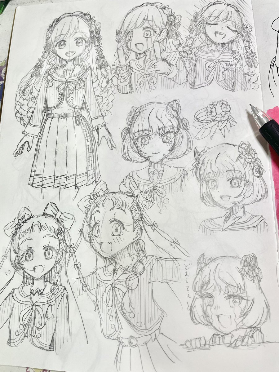 作業難航してて上げられる絵無いから落書き帳のラフあげるね… 
