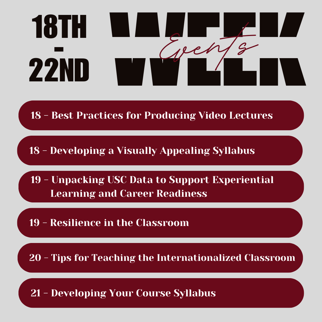 UofSC_CTE's tweet image. Here is an overview of our upcoming events for next week. Keep a look out for more information in our upcoming posts! #CTEevents #usccte

ow.ly/xij150U3xTI