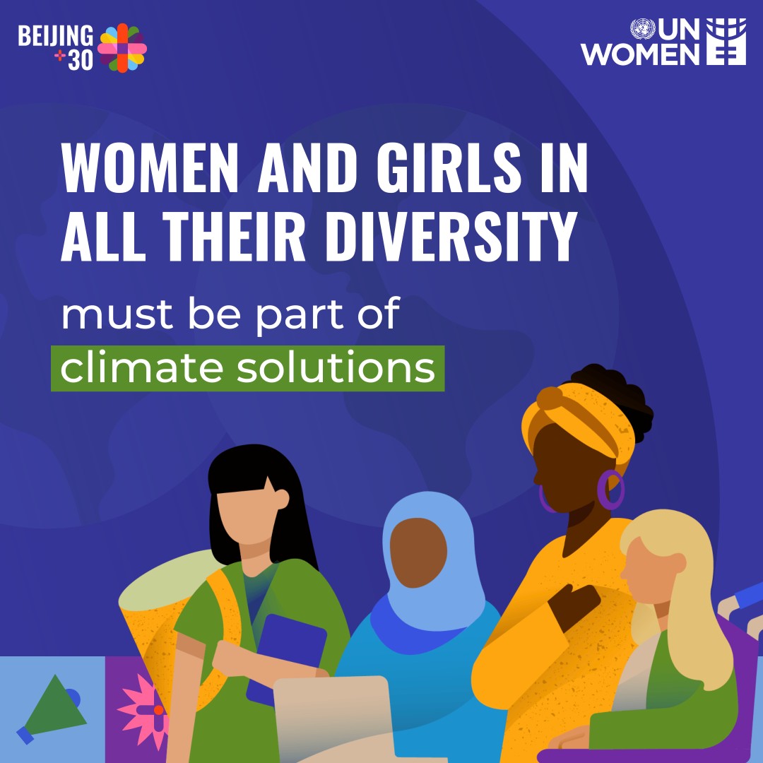 #ClimateAction needs women's voices.

✅ Every breakthrough
✅ Every solution
✅ Every step toward a sustainable future gets stronger when women are equal partners in creating change.

Join us to bring gender equality to the forefront of climate discussions at #COP29!

#Beijing30