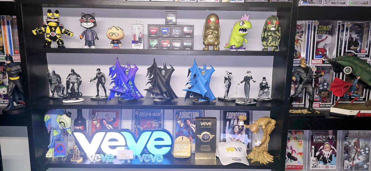 Some of the physical Veve collection. Gaming/Collecting room coming nicely toguether. Waiting for the Black Penny stamp to arrive. <a href="/EagleEy74039511/">Eagle💙Eyes</a> <a href="/My_Collectables/">Mycollectables</a> <a href="/mrbenrose/">Ben Rose</a> <a href="/DavidYuNZ/">David Yu ⭕️</a> <a href="/Daniel00077/">DC⭕</a>  <a href="/FosterHilt/">Foster Hilt ⭕️</a> <a href="/PuddinCheeks/">Puddin Cheeks ⭕️</a> <a href="/OldRhubarb/">CoreyT</a>