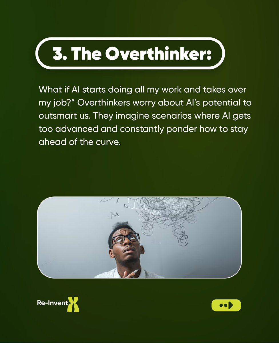 BraveAchievers's tweet photo. Discover the 7 types of people using generative AI—from innovators and trendsetters to skeptics and casual users. Which one are you? Dive into the fascinating world of AI and find your category! 🤖✨ #GenerativeAI #Innovation #TechTrends #AIUse #ReInventX https://t.co/jH8OL0ZA41