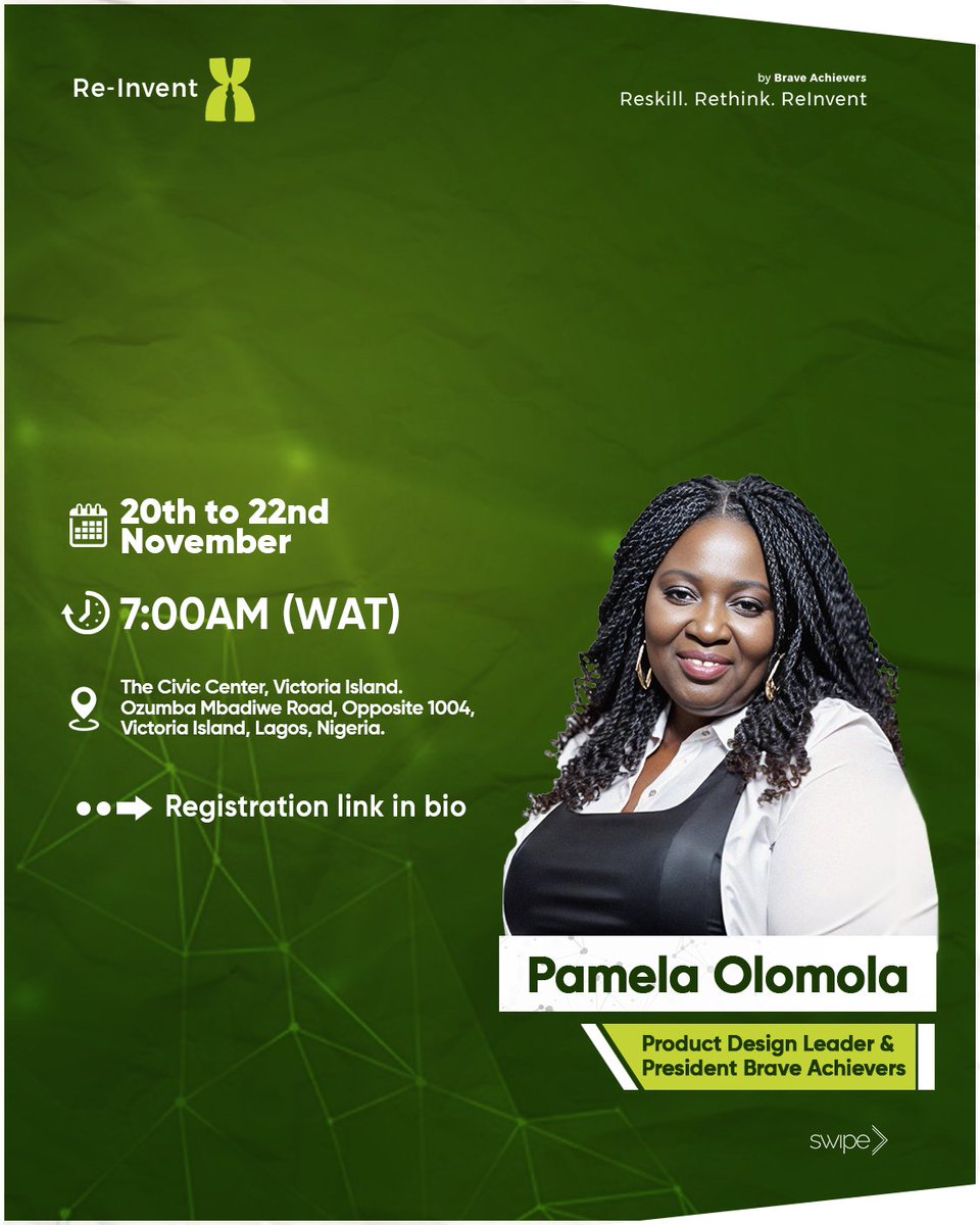 BraveAchievers's tweet photo. Meet Pamela Olomola, President of Brave Achievers and VP of Product Design at Trulioo for two years. A trailblazer in design innovation and leadership. Don’t miss the chance to connect at the summit—register now! Sign up with the link https://t.co/xKtnl79Qji https://t.co/mJzBbf6KwY