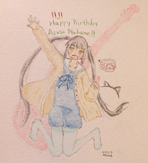 #中野梓生誕祭2024#けいおん! #倉上ひなた生誕祭2024#ヤマノススメ 過去絵だけど、あずにゃん&amp;ひなた誕生日おめでとう! 