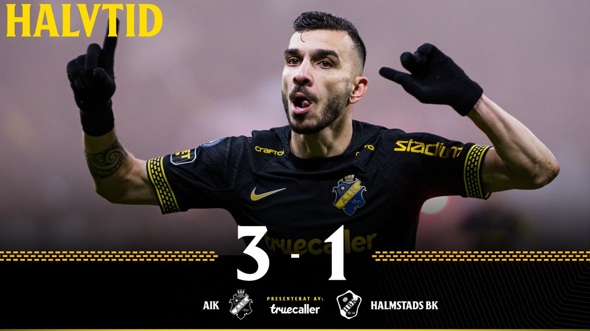 Krutröken har lagt sig efter en minst sagt händelserik första halvlek. AIK har en 3–1-ledning att gå på efter två sena mål. 
#AIKHBK