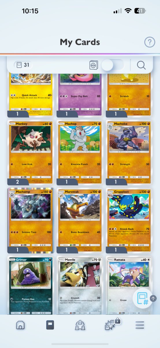 Machoke14's tweet photo. Opened two packs and got machop, machoke, and machamp. How does this game know me so well!? https://t.co/RWW8I6Ka4o