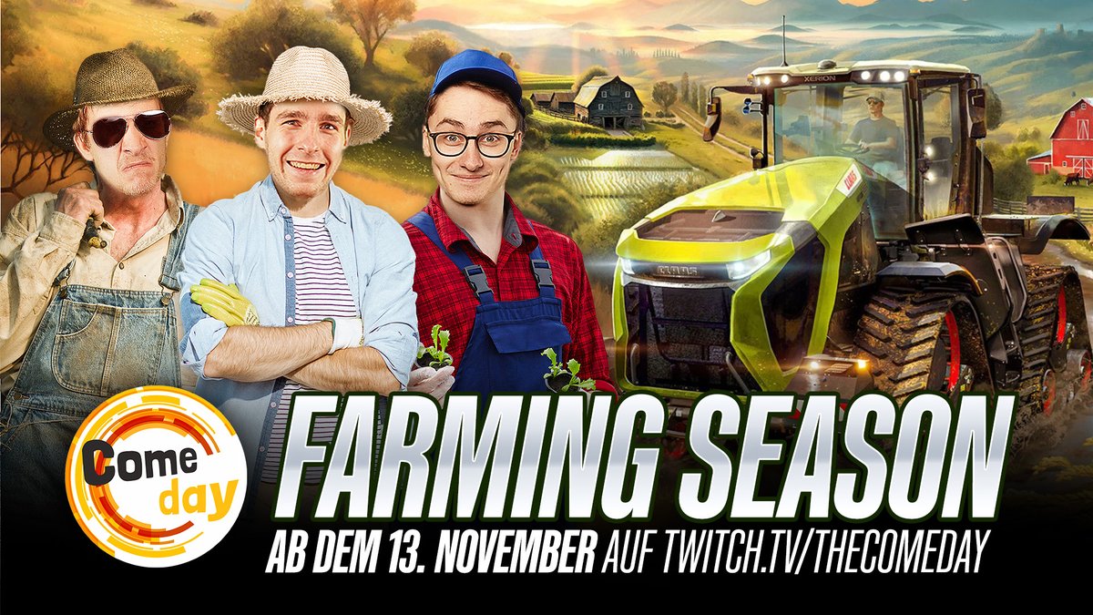 Die COMEDAY FARMING SEASON 🚜🧑‍🌾
Ab dem 13. November sind die Chaos-Landwirte los! Zum Release des neuen #farmingsimulator25 starten wir unsere eigene Season und ihr könnt auch mit auf den Server kommen😎 Weitere Infos gibt's auf unserem Discord:  discord.gg/gJ6kXYeE2r