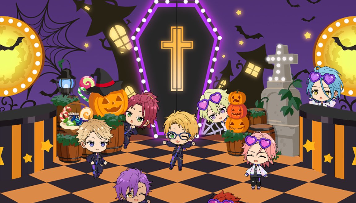 4416P's tweet photo. Trick &amp; Treatなアイドルたちの
仮装パーティーを撮影！📷🐺

今日は【合計8人】のアイドルの撮影に成功したよ💫

#あんスタハロウィン2024 #あんスタ https://t.co/0zZofLD1uQ