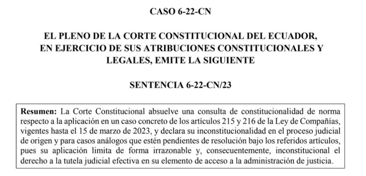 paulnoboav's tweet photo. El proyecto de reformas a la Ley de Compañías, al imponer porcentajes mínimos para iniciar acciones societarias, plantea cambios inconstitucionales. La @CorteConstEcu determinó que estos requisitos vulneran el derecho a la tutela judicial efectiva. El proyecto es desastroso. 🤡 https://t.co/9hSWHVC5RQ