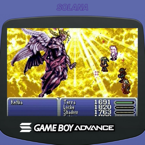 solanaGBA's tweet photo. 🌌 Final Fantasy VI Advance: RPG magic on GBA! Square’s timeless classic brings a rich story, new Espers, and an added dungeon. 

Even after all these years, it’s still one of the best RPGs you’ll play. 

#FinalFantasyVI $sGBA https://t.co/iskOeGaj52