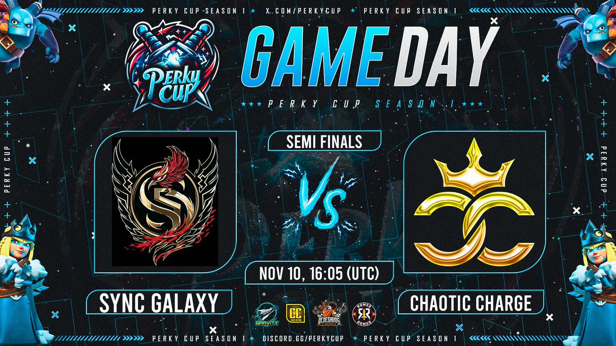 Perky Cup (@perkycup) on Twitter photo • 🔥┆〘 𝙈 𝘼 𝙏 𝘾 𝙃  𝘿 𝘼 𝙔 〙┆🔥 •
➥ 𝙎𝙀𝙈𝙄𝙁𝙄𝙉𝘼𝙇𝙎✨
⚔️ SYNC GALAXY 🆚  CHAOTIC CHARGE⚔️
🔰16:00 UTC ┆18:00🇪🇸 ┆10:00🇲🇽
💥Join you favorite streamer in this great showdown!✨
#PerkyCup • 🔥┆〘 𝙈 𝘼 𝙏 𝘾 𝙃  𝘿 𝘼 𝙔 〙┆🔥 •
➥ 𝙎𝙀𝙈𝙄𝙁𝙄𝙉𝘼𝙇𝙎✨
⚔️ SYNC GALAXY 🆚  CHAOTIC CHARGE⚔️
🔰16:00 UTC ┆18:00🇪🇸 ┆10:00🇲🇽
💥Join you favorite streamer in this great showdown!✨
#PerkyCup