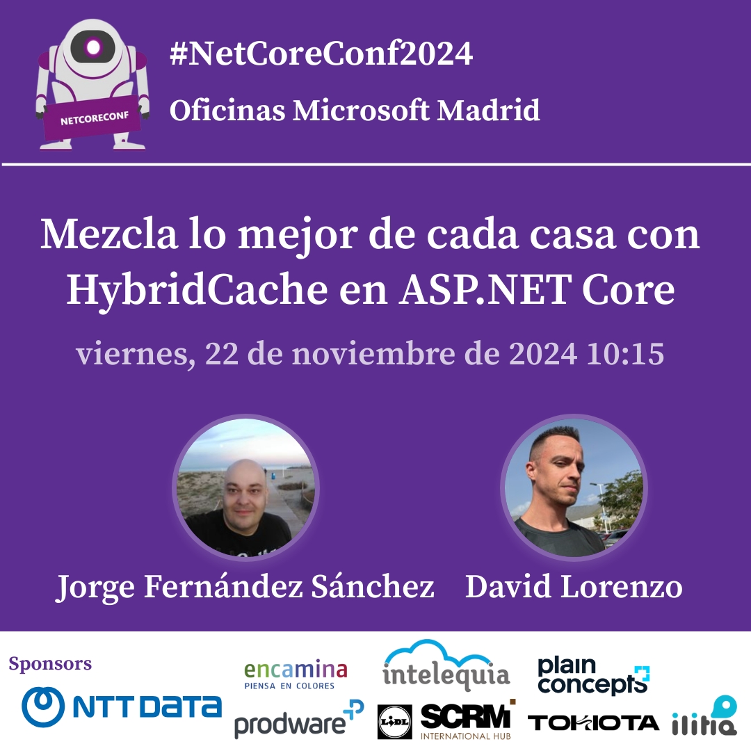 Jorge Fernández (@jorgefdezsa) on Twitter photo Si os animáis, os veo el 22 de Noviembre en <a href="/netcoreconf/">netcoreconf</a> <a href="/MicrosoftES/">Microsoft España</a> #Iberia con nuestra sesión:
Mezcla lo mejor de cada casa con HybridCache en ASP.NET Core
Gracias <a href="/ProdwareES/">ProdwareES</a> por hacerlo todo mas fácil
eventbrite.co.uk/e/entradas-net… Si os animáis, os veo el 22 de Noviembre en <a href="/netcoreconf/">netcoreconf</a> <a href="/MicrosoftES/">Microsoft España</a> #Iberia con nuestra sesión:
Mezcla lo mejor de cada casa con HybridCache en ASP.NET Core
Gracias <a href="/ProdwareES/">ProdwareES</a> por hacerlo todo mas fácil
eventbrite.co.uk/e/entradas-net…