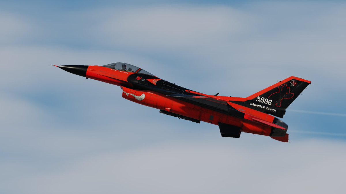 RedWolf_Demo's tweet image. The Dark Red Wolf, piloted by &quot;DATCH&quot;(@ab9_mk6), soars through the sky
#DCS 
#DCSWorld 
#RedWolf_Demo