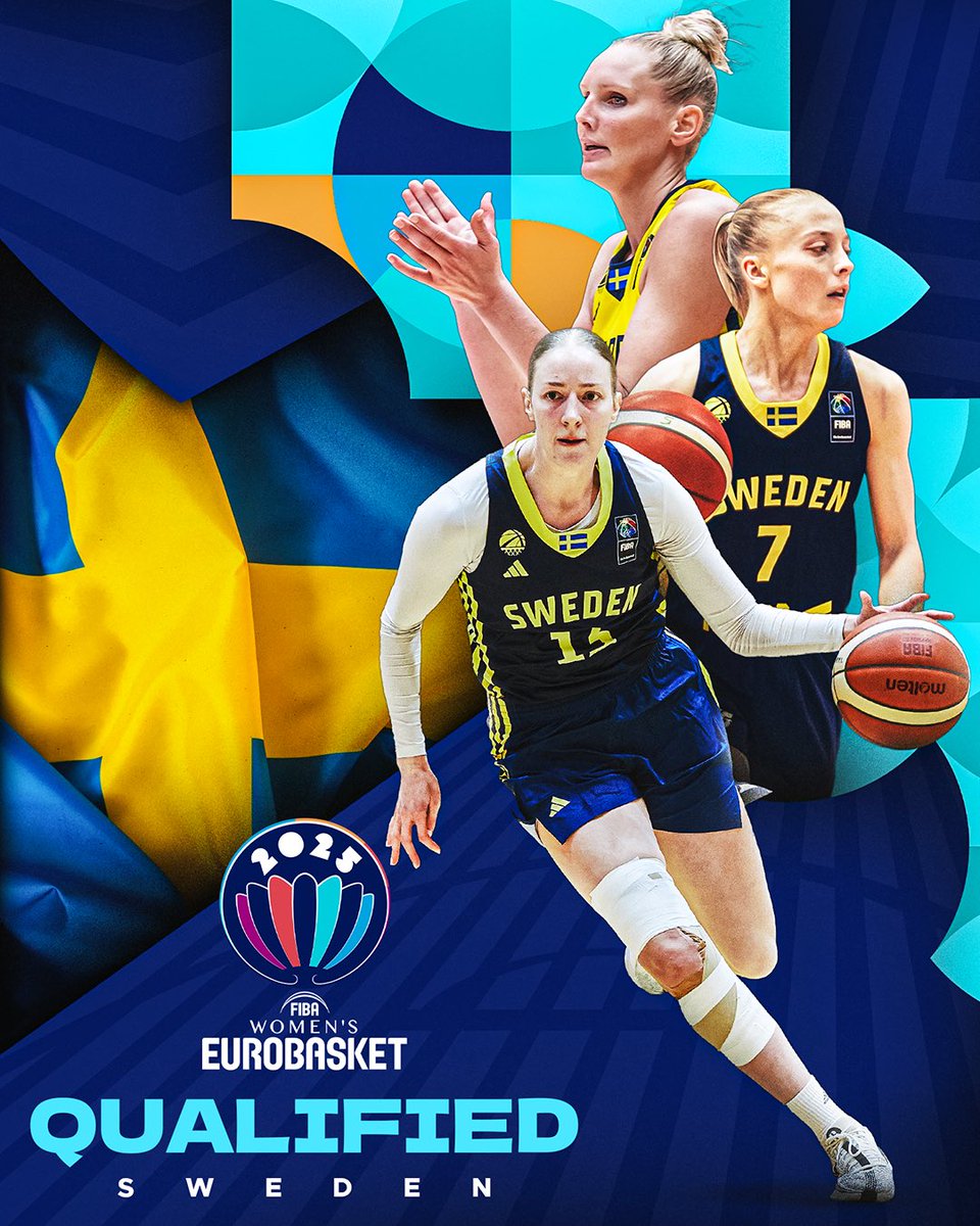 SWEDEN ARE THE FIRST TEAM TO QUALIFY FOR #EUROBASKETWOMEN 2025! 🇸🇪

🎟️ Pre-register for tickets now: bit.ly/EBW_Tickets
🧩 Qualified countries: bit.ly/Qualified_EBW