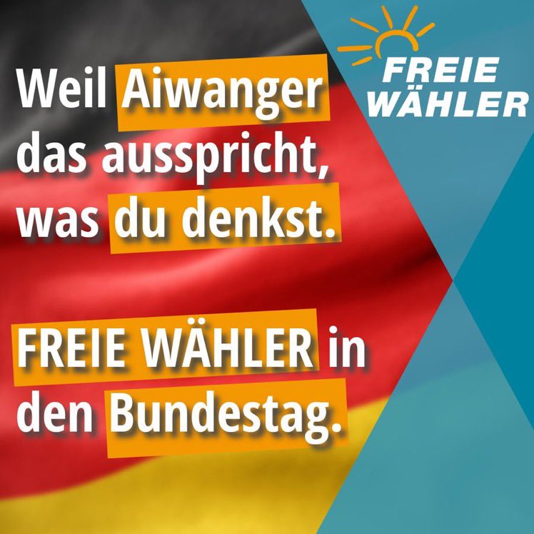 Politik für unser Land statt woken #Klimbim! FREIEWÄHLER in den Bundestag! Unsere 3 Direktmandate kommen, dann Einzug in Fraktionsstärke! Bürgerliche Regierung statt Schwarzrot/Schwarzgrün!