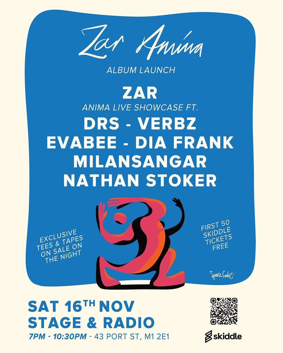 Saturday 16th November - LIVE - Anima launch w/ Zar, DRS, Verbz, EVABEE, Dia Frank, Milansangar, Nathan Stoker

Zar's debut LP for Space Cadet will be performed live from start to finish, joined by a host of talented musicians featured on the project. A celebration of community.
