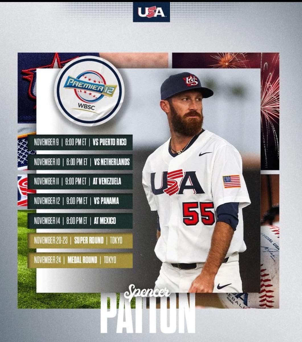 npgsports's tweet photo. #TheGeneral โฆ@SBPattonโฉ Kโd the side in his first #Premier12 appearance! ๐ฅ๐ฅ๐ฅ
#SpencerPatton #GeneralK #ForGlory #WBSC
๐ธ โฆ@USABaseballโฉ https://t.co/oEqiXcdw1G