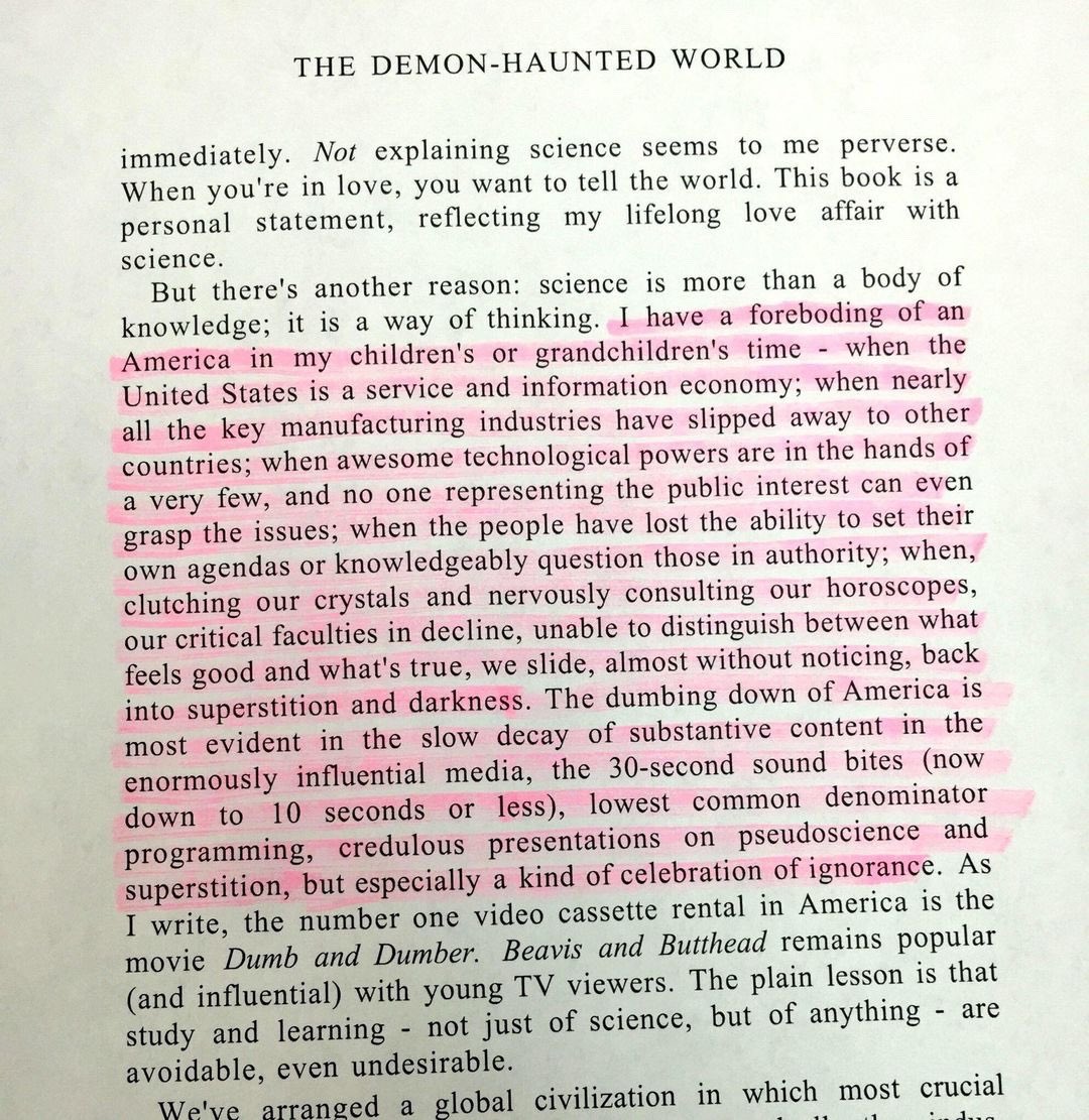 Today would have been Carl Sagan's 90th birthday. He wrote this in 1995.