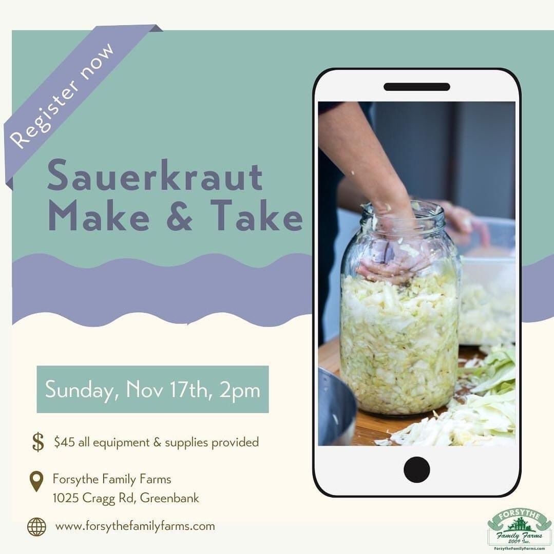 Forsythe Family Farms (@forsythefarms) on Twitter photo Want to learn the secrets of sauerkraut? Join us next Sunday, Nov 17 for our make & take. For only $45 you'll receive all the materials needed to make a delicious jar of sauerkraut. Email us at forsythecsa@gmail.com to reserve your spot
#knowyourfarmerknowyourfood #farmtofork Want to learn the secrets of sauerkraut? Join us next Sunday, Nov 17 for our make & take. For only $45 you'll receive all the materials needed to make a delicious jar of sauerkraut. Email us at forsythecsa@gmail.com to reserve your spot
#knowyourfarmerknowyourfood #farmtofork