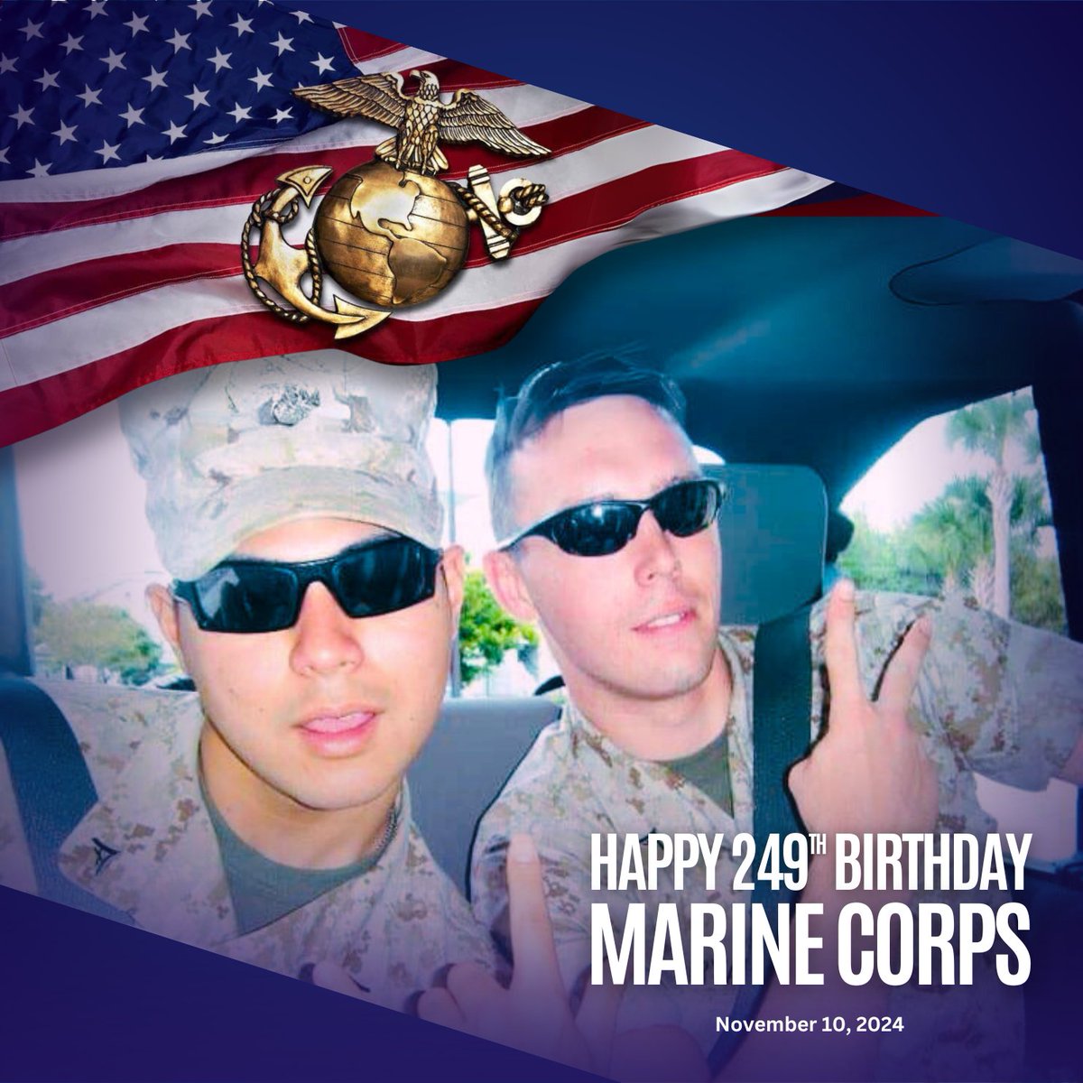 Happy 249th Birthday, Marines!Once a Marine, always a Marine!  Thank you for defending the freedoms and privileges of every American! Reach out today to fellow Marines to congratulate them on 249 years of being part of the baddest club in the world. The true 1%.Semper Fi!