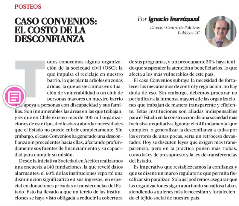 Ignacio_Irarraz's tweet photo. Teletón --> Solidaridad --> Fundaciones --> y el costo de la confianza a partir del caso convenios. https://t.co/vwkLrXZEXu