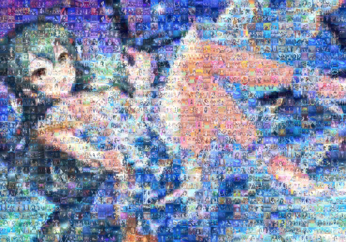 arana_sera's tweet image. #毎日00時14分から1時23分は大石泉タイム
今年も去年の11月12日～昨日までにこのタグで投稿した1368枚のスクショを使ったモザイクアート[コスモブルーの未来]大石泉＋
となってます。

この1年は泉にとって大きな躍進になった1年でしたねぇ…

誕生日おめでとう。
#大石泉誕生祭2024
#大石泉