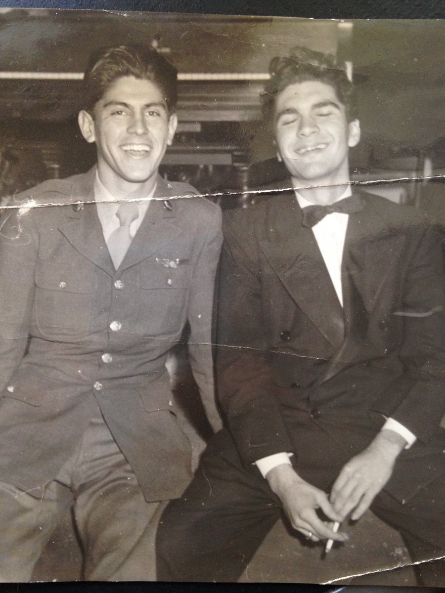 BONDGIRLRAQUEL's tweet photo. My Dad Ray Victor with Chico Sesma at the โฆ@HollywoodPalla1โฉ. They told my father they didnโt let Mexicans in the Palladium, so he drove home and put on his army uniform, then they had to let him in. #veteransweekend https://t.co/VVPYiDplKr