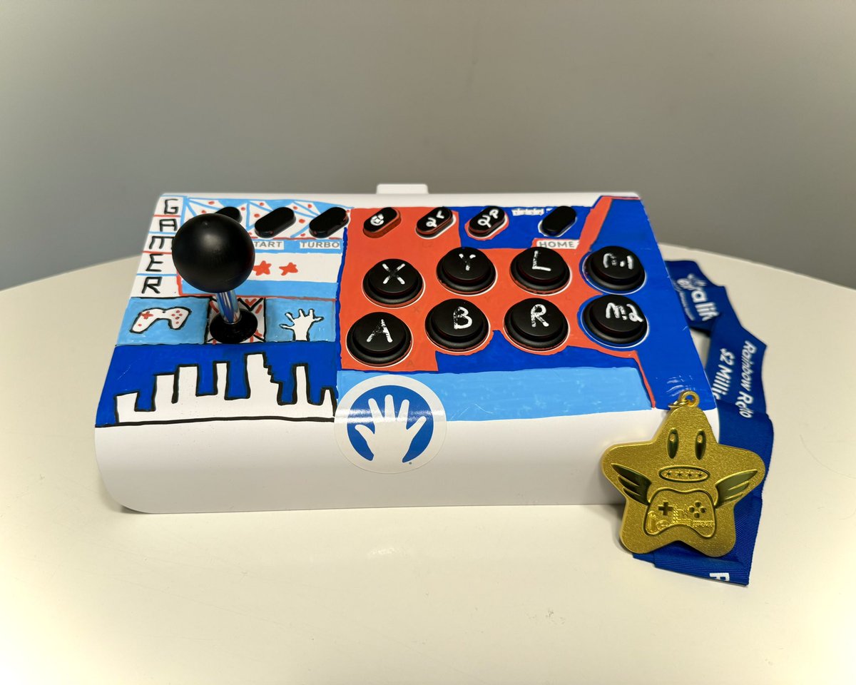 TheHadou's tweet image. At CB2024 we hosted @ExtraLife4Kids &amp;amp; Lurie’s Children’s Hospital to help them fundraise. Today I received this stick, painted by one of the kids at Lurie’s, thanking CB attendees for their donations. We were apparently the most donated to table they’ve had at a convention! I…