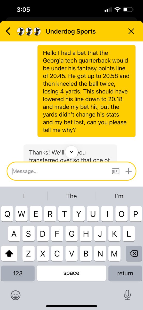 milf_rocker's tweet photo. @UnderdogPicks You fucked me. Georgia Tech Qb under was 20.45 he had 20.58 then kneeled twice losing 4 yards. You didn’t remove his points and my bets lost. Fuck you https://t.co/sibknrpKN1