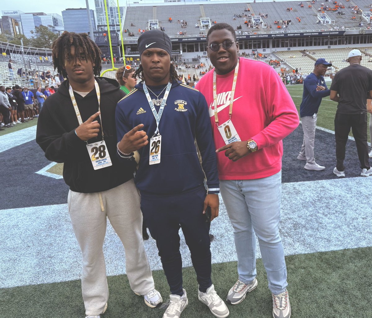_Mauly66's tweet photo. Awesome time today with my guys at the Georgia Tech game! @PassOnAsh (offered by Tennessee last week as a High School Freshman” and @RodneyColton24! God is doing an awesome work in these young men and I’m honored to witness it! It’s was a “Rambling Wreck” Party today 🐝

@GeorgiaTechFB