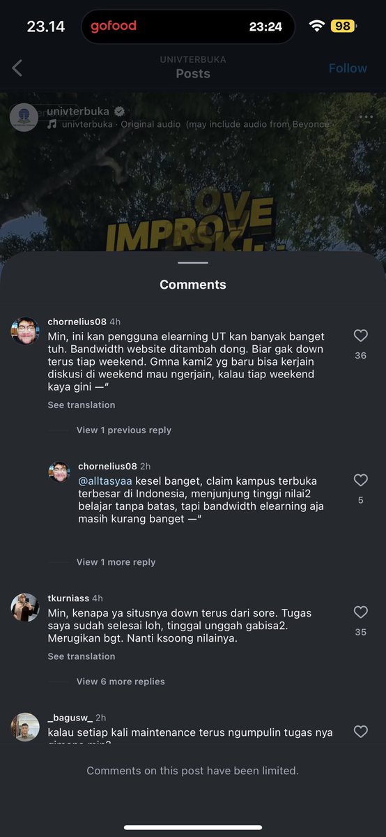 chornelius08's tweet photo. Belom lagi banyak keluh kesah di Instagram juga, malah admin nutup kolom komentar. Kesannya mereka tutup mata dan tutup telinga dengan kesulitan2 yg dihadapin mahasiswanya. https://t.co/AYGzTW0yGU
