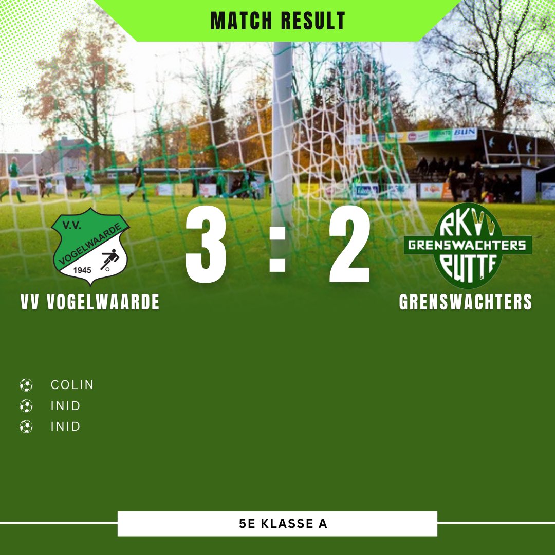 Hoppa! Opnieuw 3 punten! Verdiende 3-2 overwinning op <a href="/vvGrenswachters/">vv Grenswachters</a>. En leuk dat jullie ook nog ff in de kantine kwamen… 🤨😏