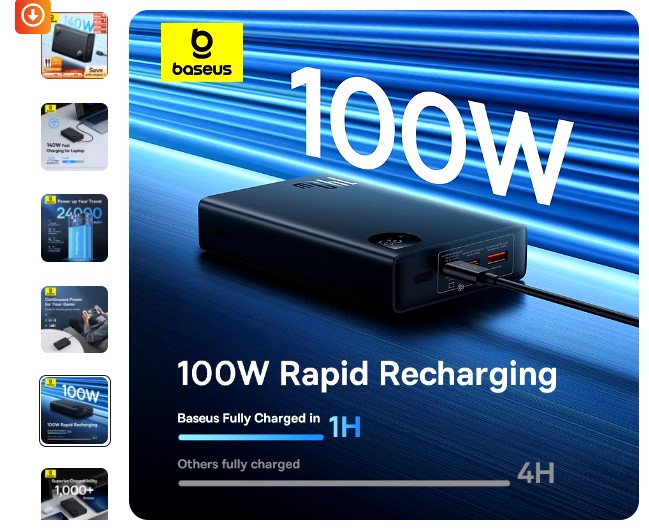 shopping_soma's tweet image. Buy - s.click.aliexpress.com/e/_DBOlWNP
&quot;Baseus 140W Power Bank: 24000mAh, 3 Output Ports, 53% Off&quot;
#BaseusPowerBank
#FastCharging
#PortableBattery
#24000mAh
#PowerBankForiPhone
#NotebookCharger
#TabletCharger
#3OutputPorts
#ExternalCharger
#53PercentOff