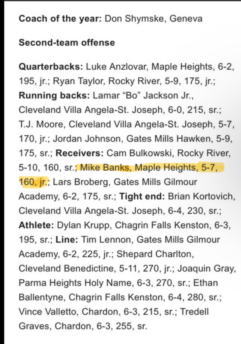 Blessed to be named second team All-District 🙌⭐️ <a href="/CoachShaqWash/">Shaq Washington🏁</a> <a href="/mgoul/">Matt Goul</a> <a href="/MHMustangsFB/">Maple Heights Football</a>