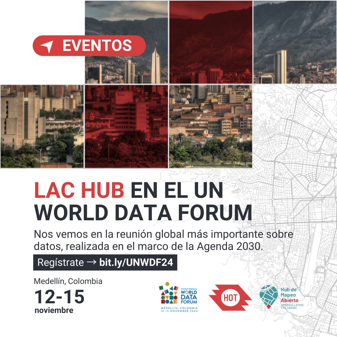 📍 ¡Nos vamos a #Medellín del 11 al 16 de noviembre! 🇨🇴 Nuestro equipo estará en el #UNDataForum y en eventos alternos de comunidad.

Explora dónde podrás encontrarnos y potenciar cómo los datos cartográficos abiertos pueden impulsar un mundo más informado y sostenible.👇