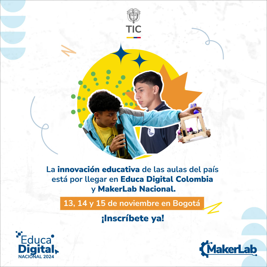 CompuParaEducar's tweet image. La innovación educativa será la protagonista en #EducaDigital Colombia y #MakerLab Nacional. Estudiantes y docentes de todas las regiones del país presentarán proyectos que no solo transforman la enseñanza, sino que impulsan el aprendizaje hacia el futuro.
