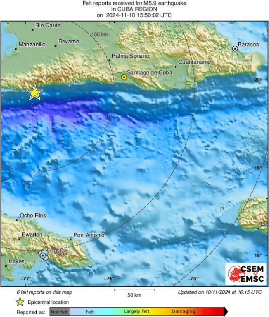 TerraGeaNews's tweet photo. 🇨🇺 Terremoto de magnitud 5'9 en el sur de Cuba https://t.co/ecr0BRxZOy