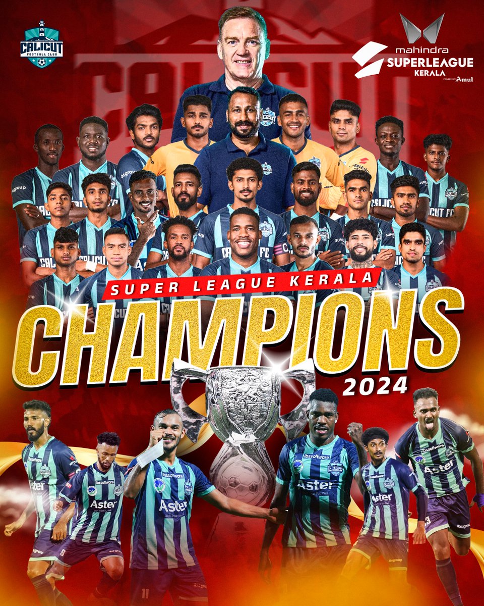 slk_kerala's tweet photo. ALL HAIL THE KINGS OF KERALA! They came, they played, they conquered. Super League Kerala 2024 Champions, CALICUT FC🙌🏆⚽

#CFCvFKFC #SLKFinal #SuperLeagueKerala #IniPanthPaaranaPooram #SLK #MahindraSLK #AmulSLK https://t.co/v9dGTPFFAB