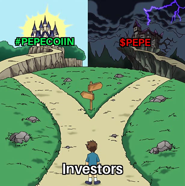 You have to choose 👇🏾

1️⃣ Do you choose #PEPECOIN supported by <a href="/VitalikButerin/">vitalik.eth</a>?

2️⃣Or $PEPE which was made by Kols or a artist? 🤔

 Hint: Go where <a href="/0x_fbb4/">fbb4</a> and <a href="/VitalikButerin/">vitalik.eth</a> are. 🐸🔥
Do not forget Pepecoin was created in 2016. and pepe in 2023
OGs always win 💯